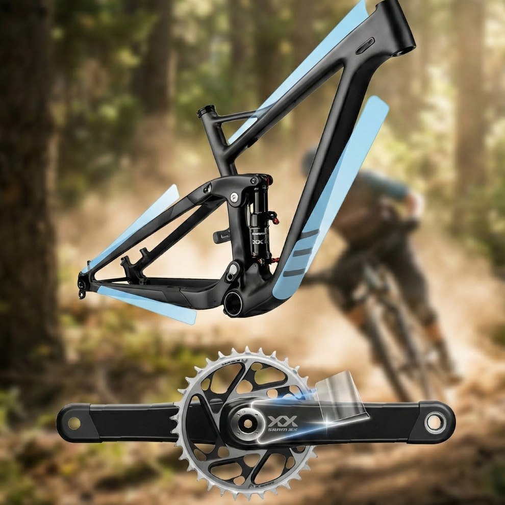 Kit Protezioni Bike: Pellicola Protettiva Pedivelle SRAM XX + Adesivi Protezione Telaio Standard