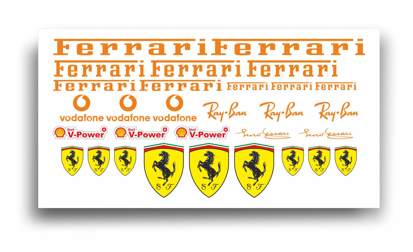 Ferrari adesivi stickers set auto moto bici camion