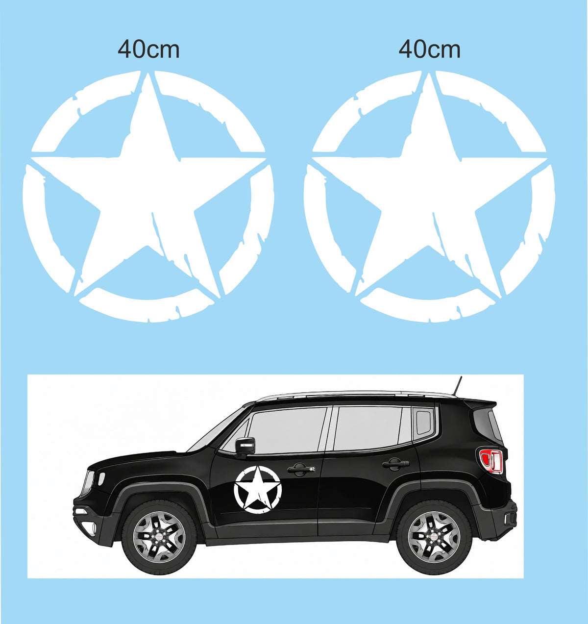 Stella Jeep Renegade adesivi stickers auto colore personalizzato