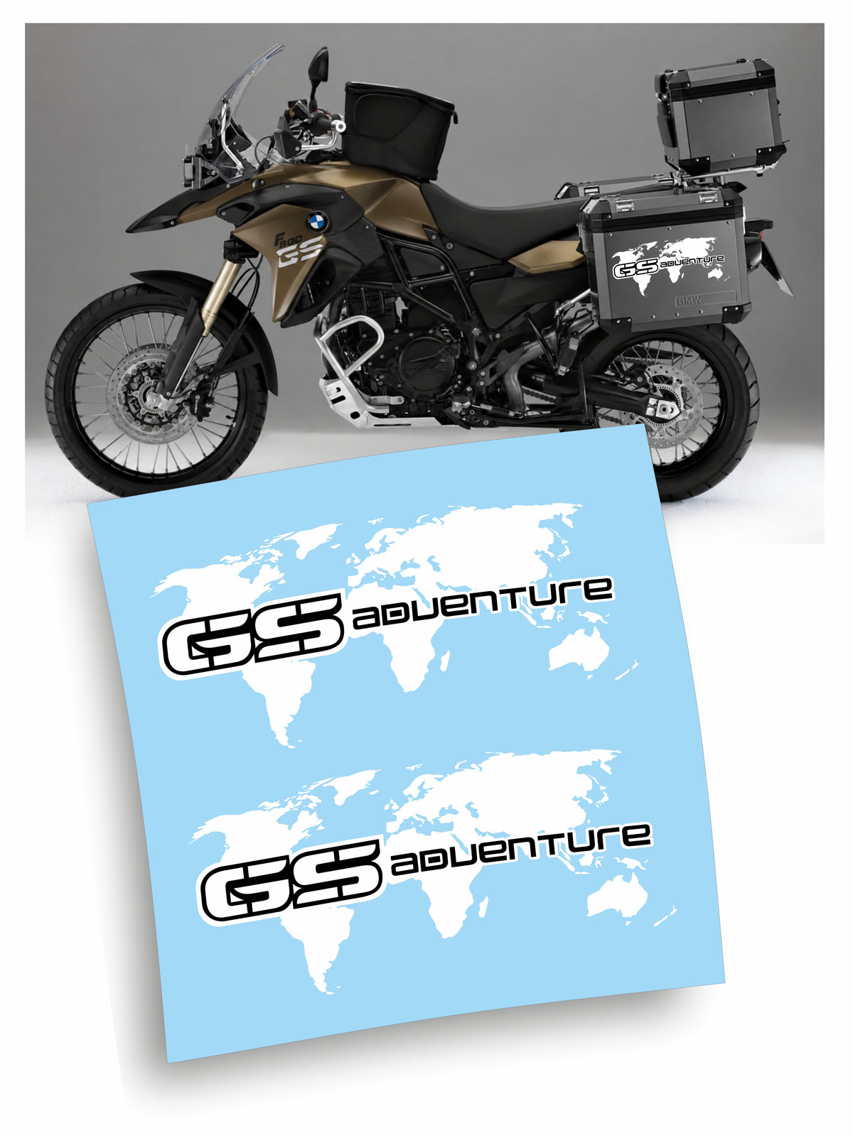 bmw gs adventure adesivi stickers borse laterali mappamondo