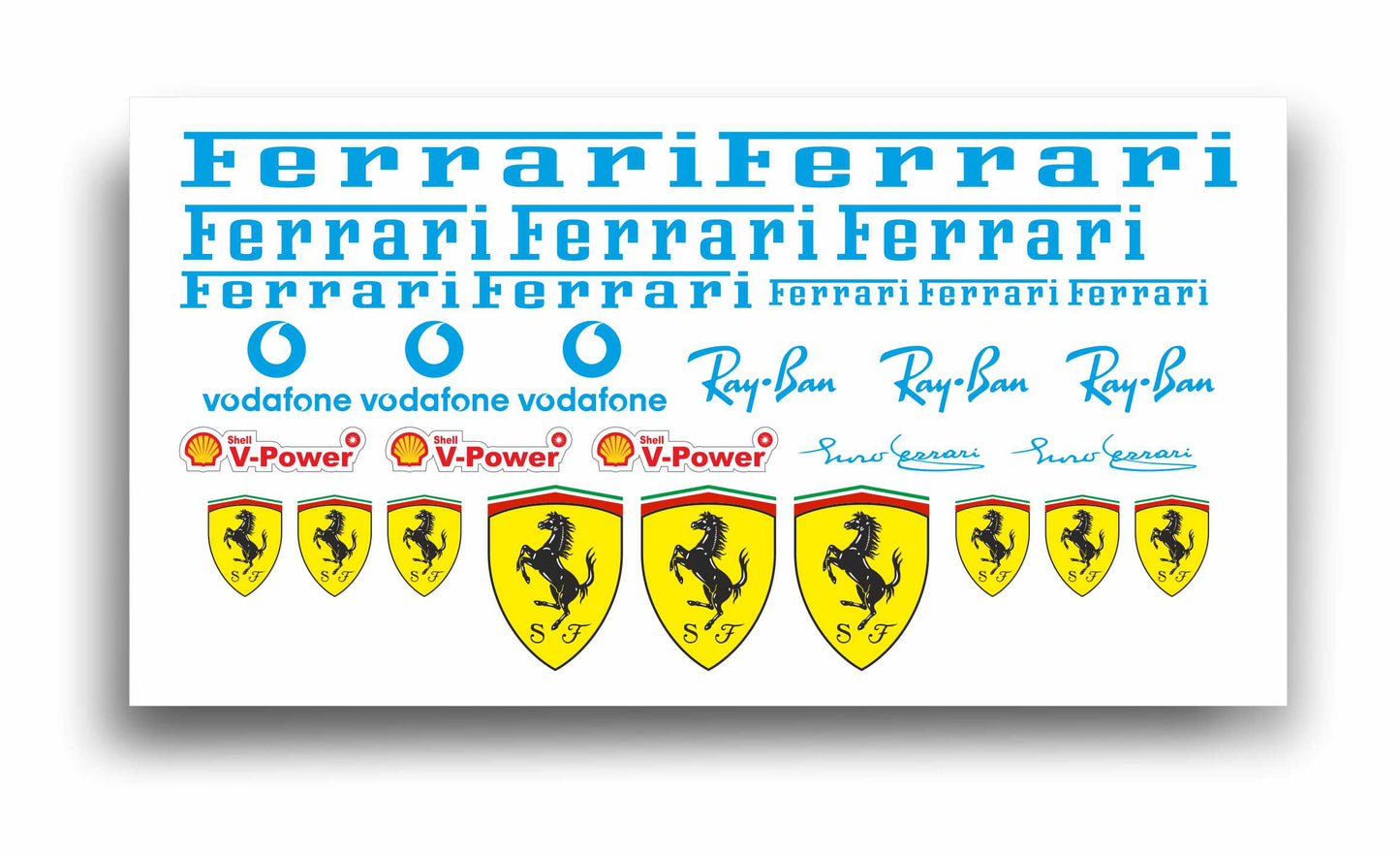 Ferrari adesivi stickers set auto moto bici camion