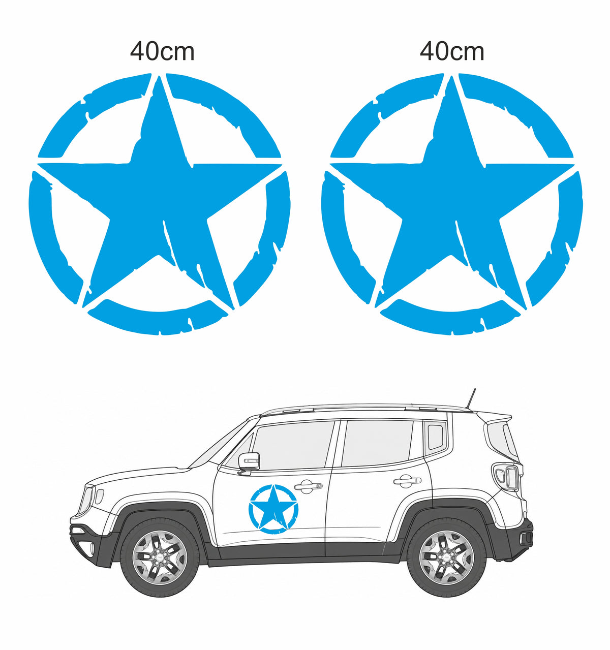 Stella Jeep Renegade adesivi stickers auto colore personalizzato