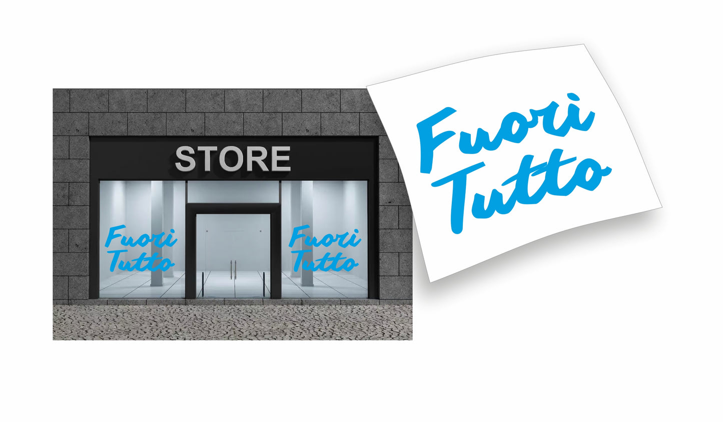 Stickers Saldi "FUORI TUTTO" colore personalizzato