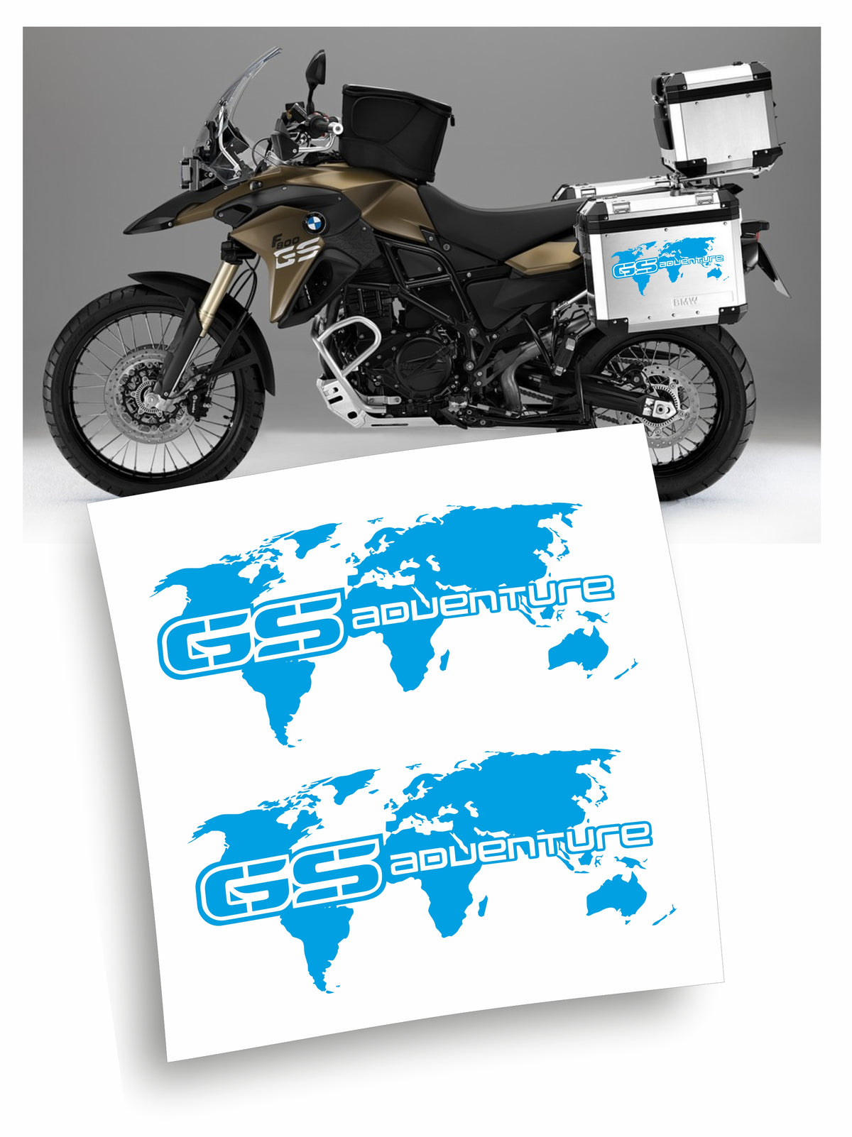 bmw gs adventure adesivi stickers borse laterali mappamondo