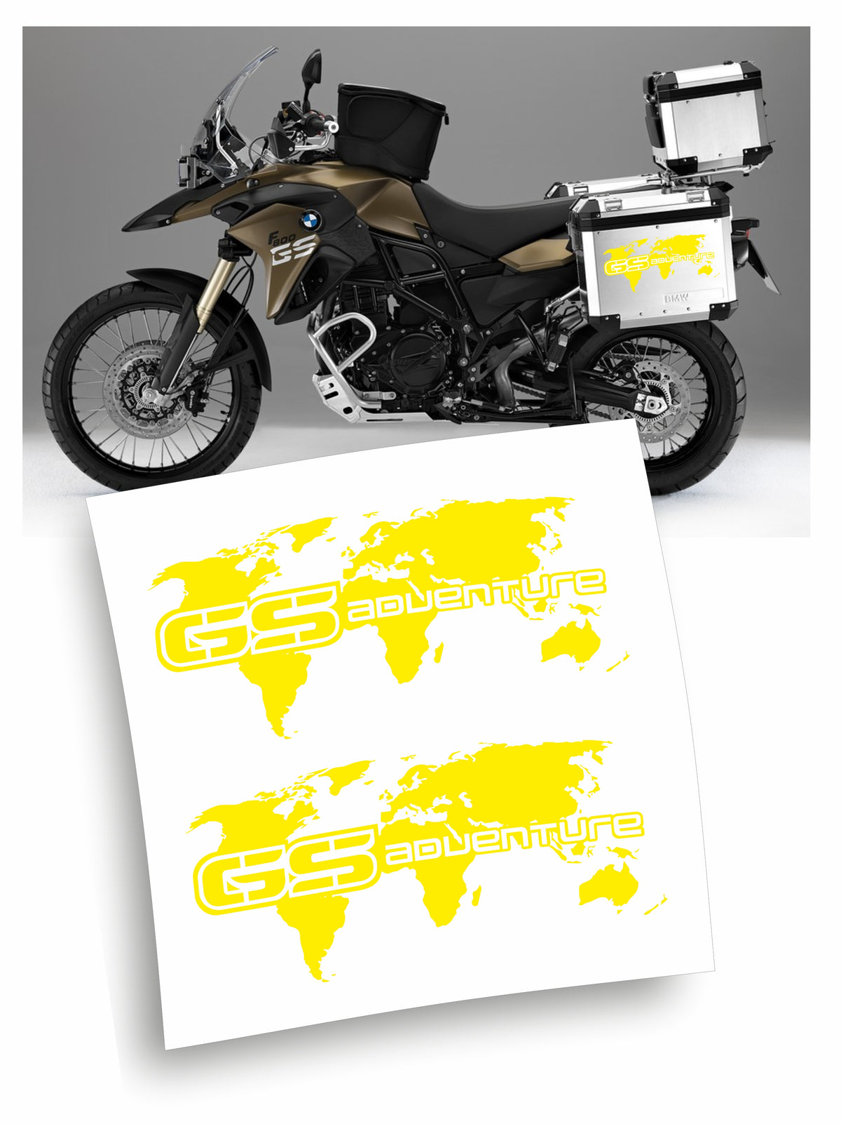 bmw gs adventure adesivi stickers borse laterali mappamondo