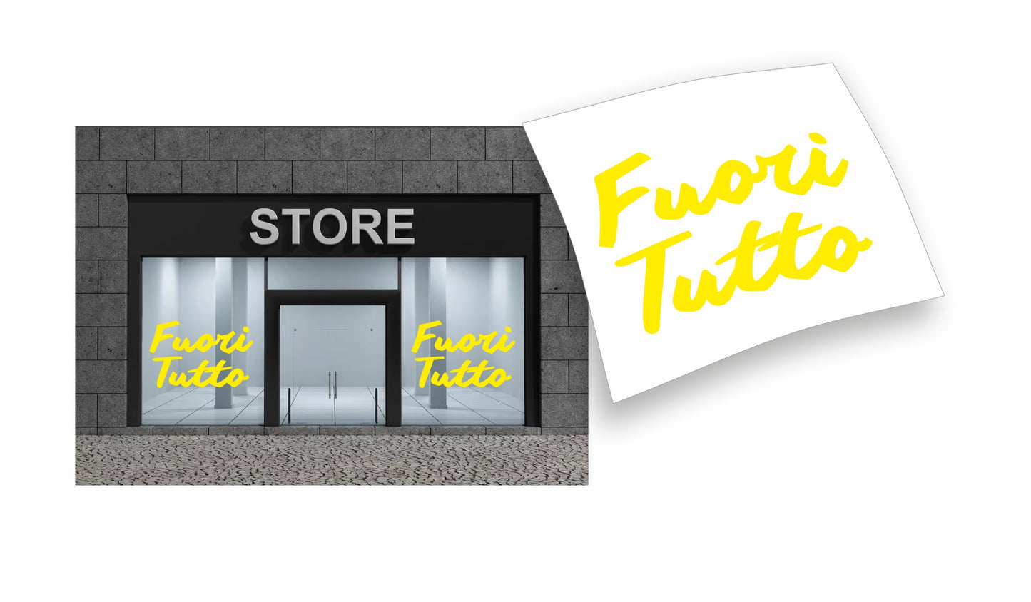 Stickers Saldi "FUORI TUTTO" colore personalizzato