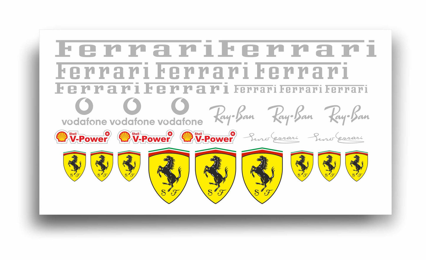 Ferrari adesivi stickers set auto moto bici camion