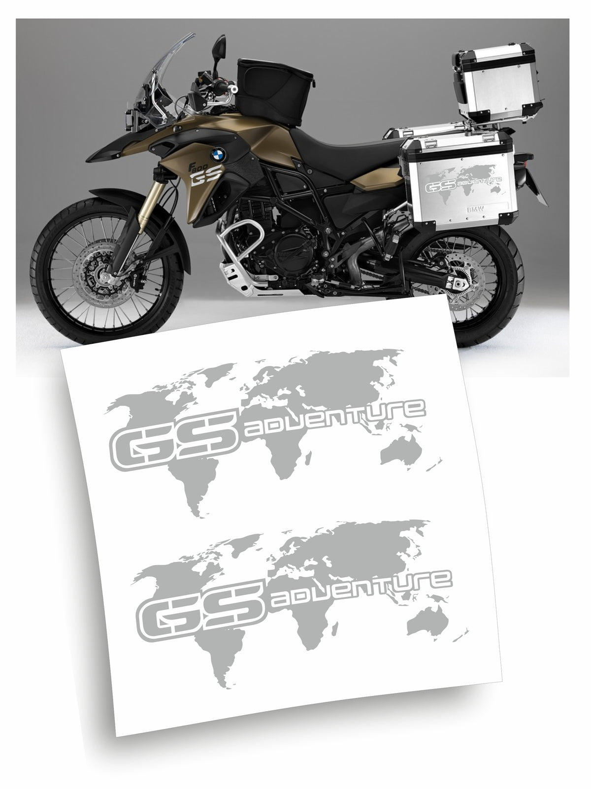 bmw gs adventure adesivi stickers borse laterali mappamondo