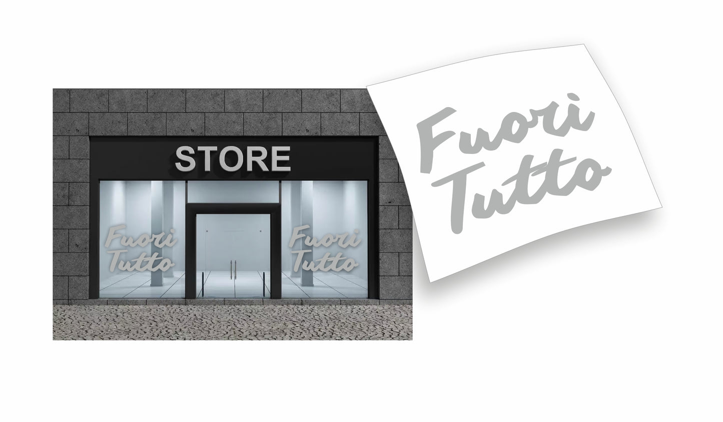 Stickers Saldi "FUORI TUTTO" colore personalizzato