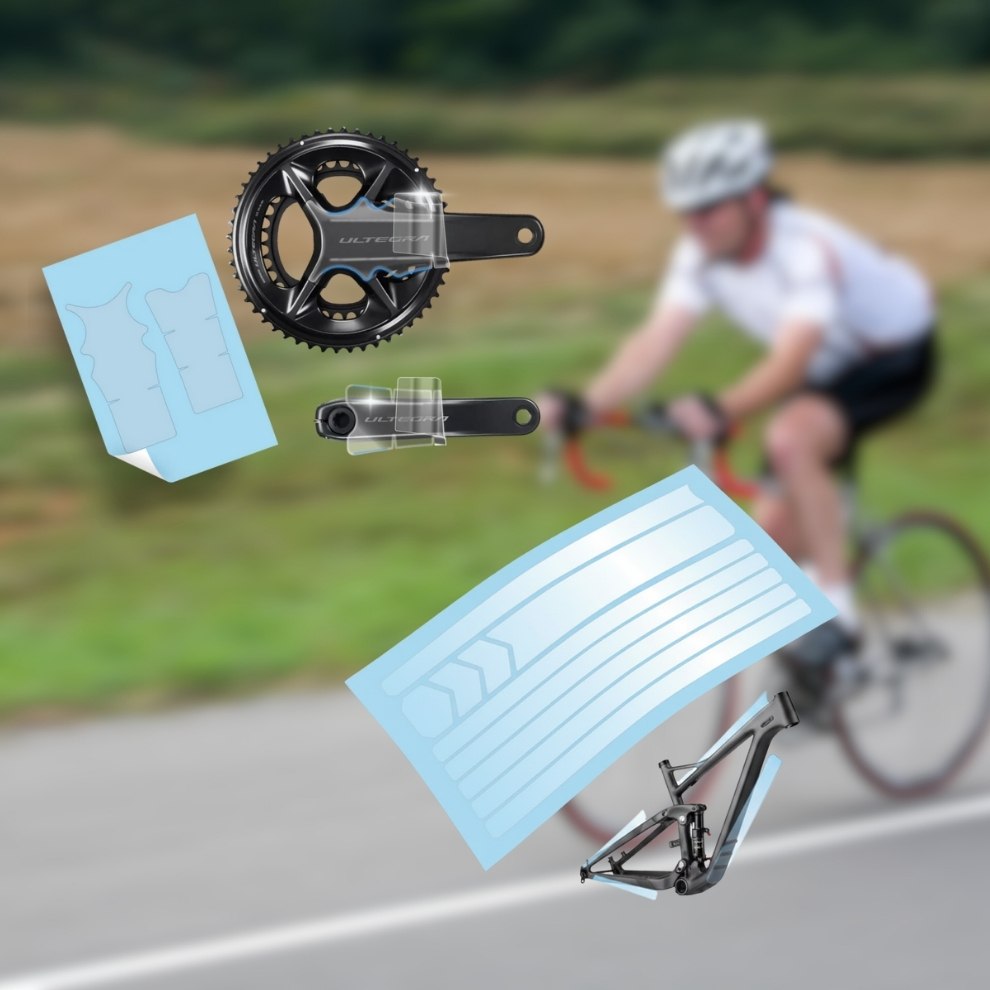 Kit Protezione Bici da Corsa: Adesivi Protezione Telaio Standard + Pellicola Protettiva Pedivelle