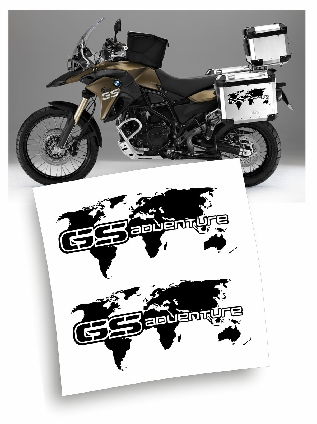 bmw gs adventure adesivi stickers borse laterali mappamondo