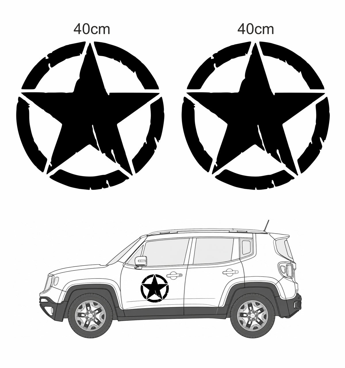 Stella Jeep Renegade adesivi stickers auto colore personalizzato