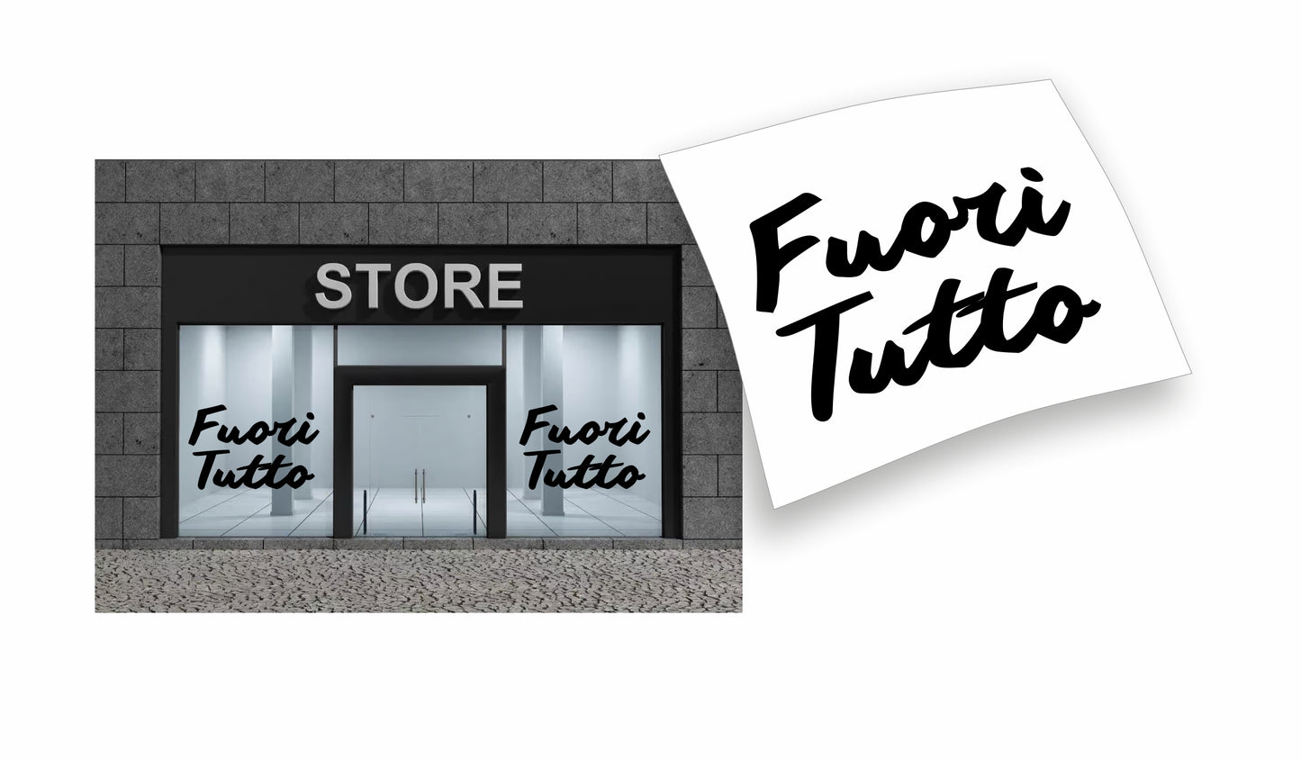 Stickers Saldi "FUORI TUTTO" colore personalizzato