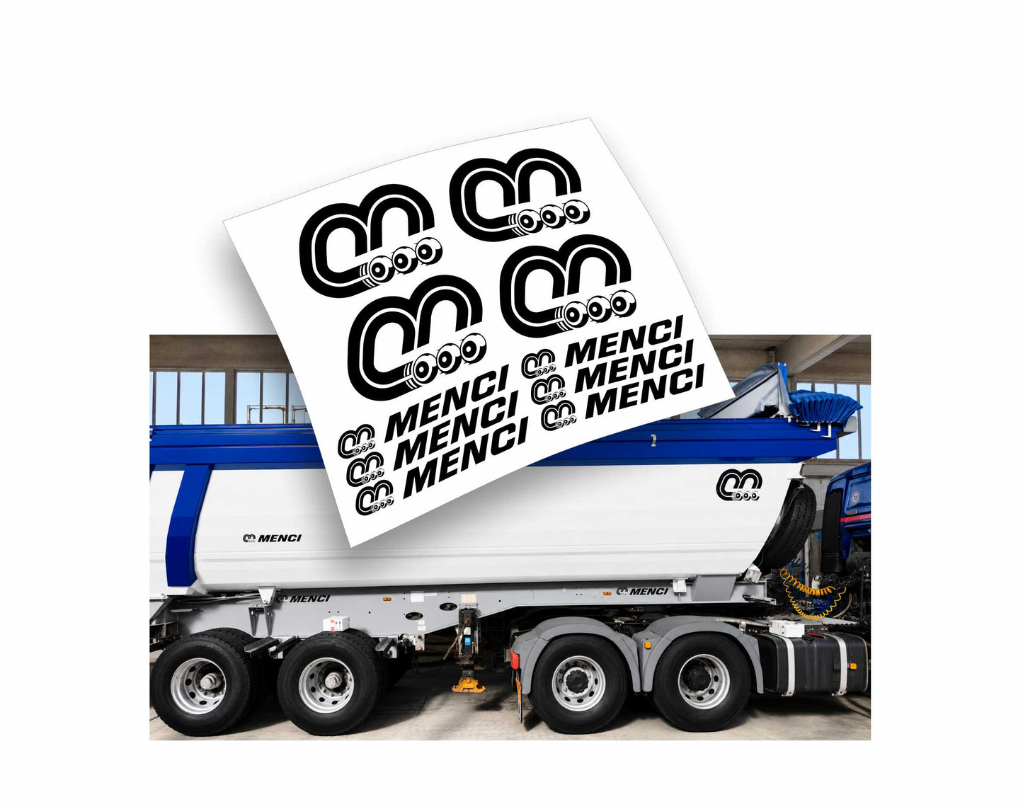 Adesivi Stickers Menci per cassone rimorchio camion tir
