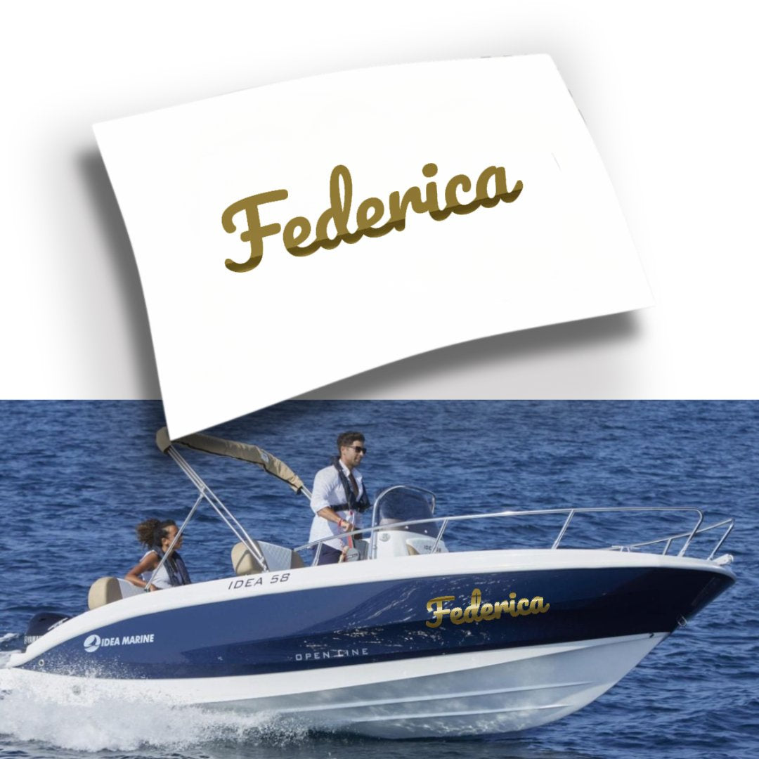 Adesivo Nome Barca Personalizzato Fluo e Cromati (1 pezzo)