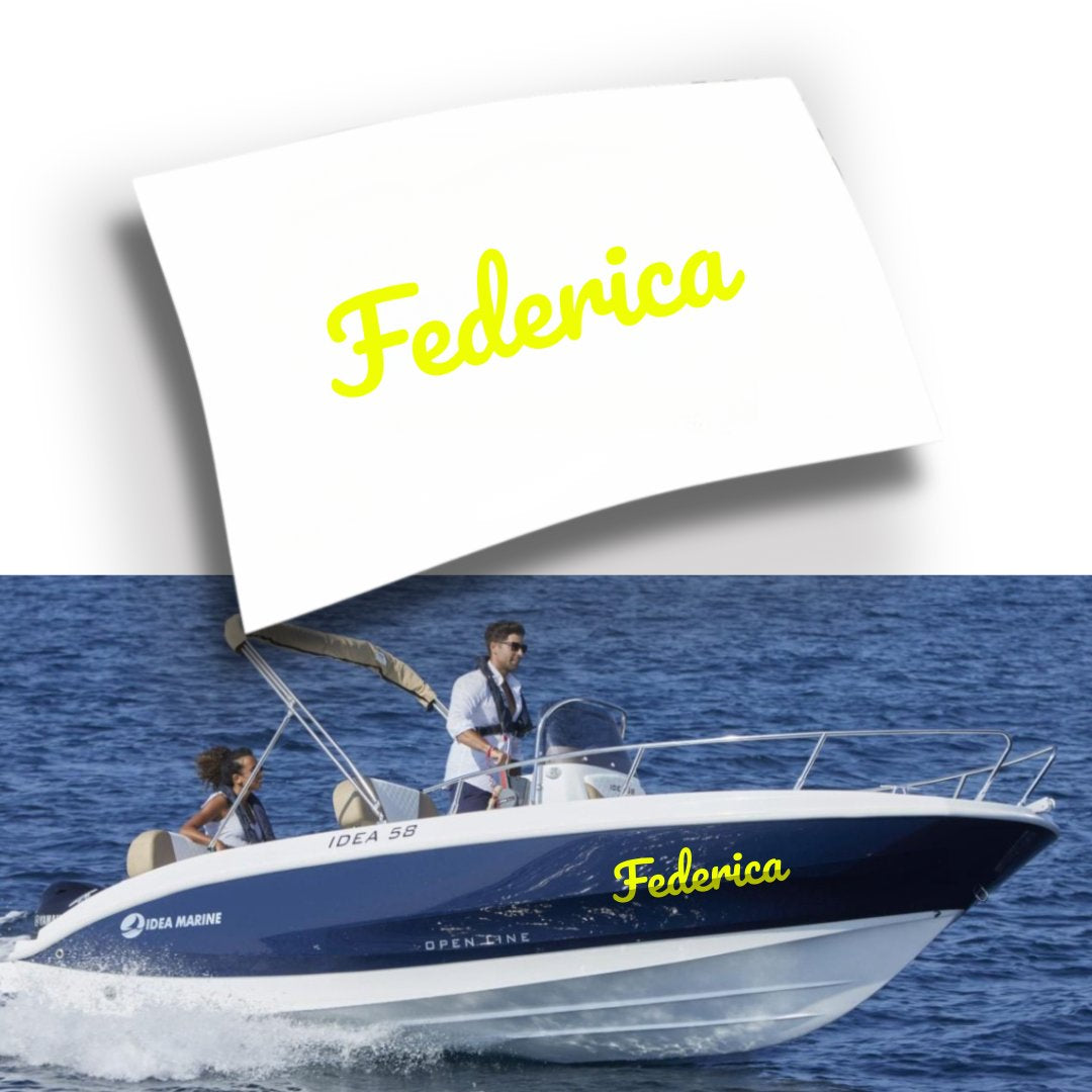 Adesivo Nome Barca Personalizzato Fluo e Cromati (1 pezzo)