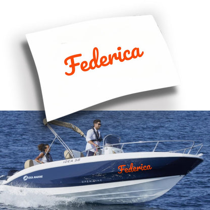Adesivo Nome Barca Personalizzato Fluo e Cromati (1 pezzo)