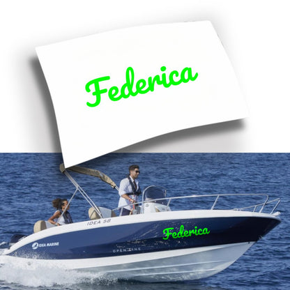 Adesivo Nome Barca Personalizzato Fluo e Cromati (1 pezzo)