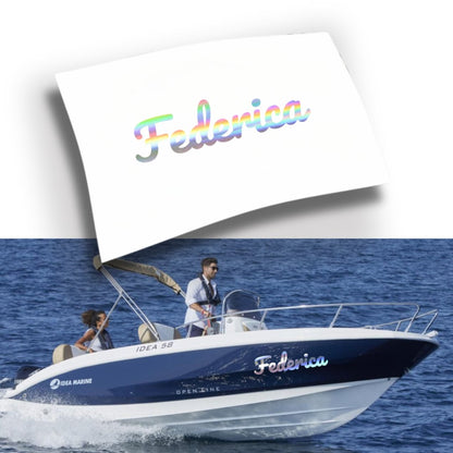 Adesivo Nome Barca Personalizzato Fluo e Cromati (1 pezzo)