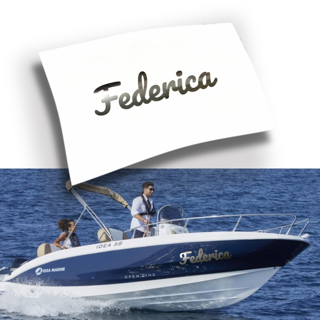 Adesivo Nome Barca Personalizzato Fluo e Cromati (1 pezzo)