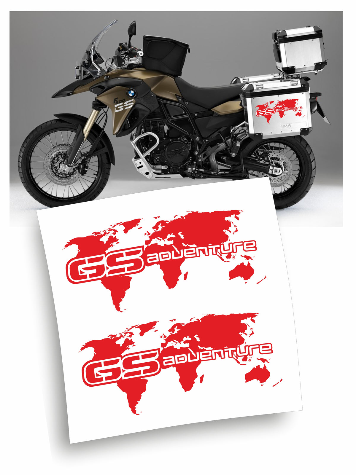 bmw gs adventure adesivi stickers borse laterali mappamondo