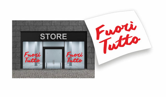 Stickers Saldi "FUORI TUTTO" colore personalizzato