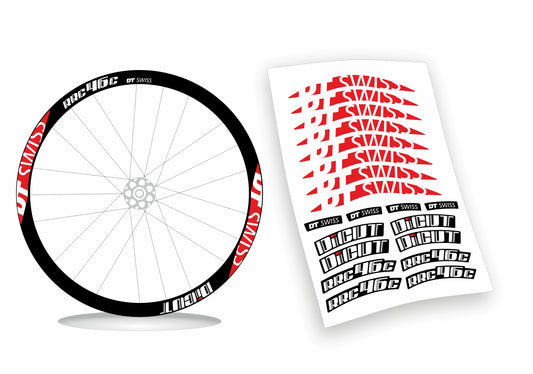 DT SWISS DiCut rrc 46 c Kit adesivi cerchi bici da corsa personalizzati con sfondo nero stickers 28"