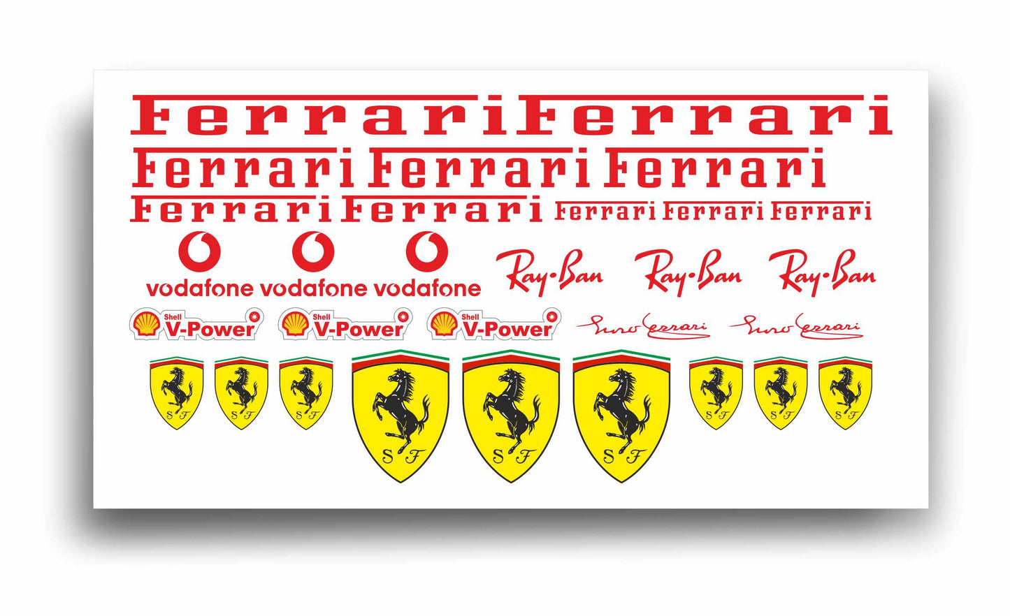 Ferrari adesivi stickers set auto moto bici camion