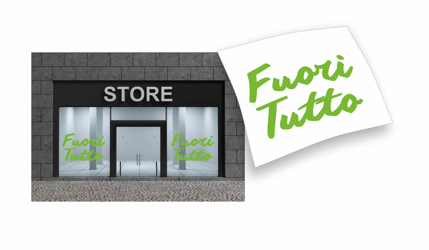 Stickers Saldi "FUORI TUTTO" colore personalizzato