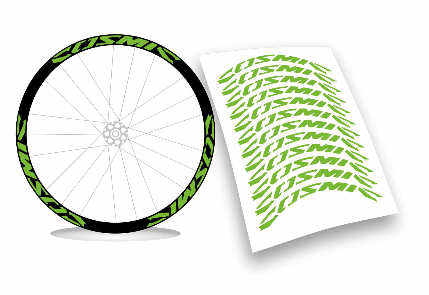 Kit adesivi cerchi bici bdc mavic COSMIC colore FLUO 12pezzi 40cm x 2,6