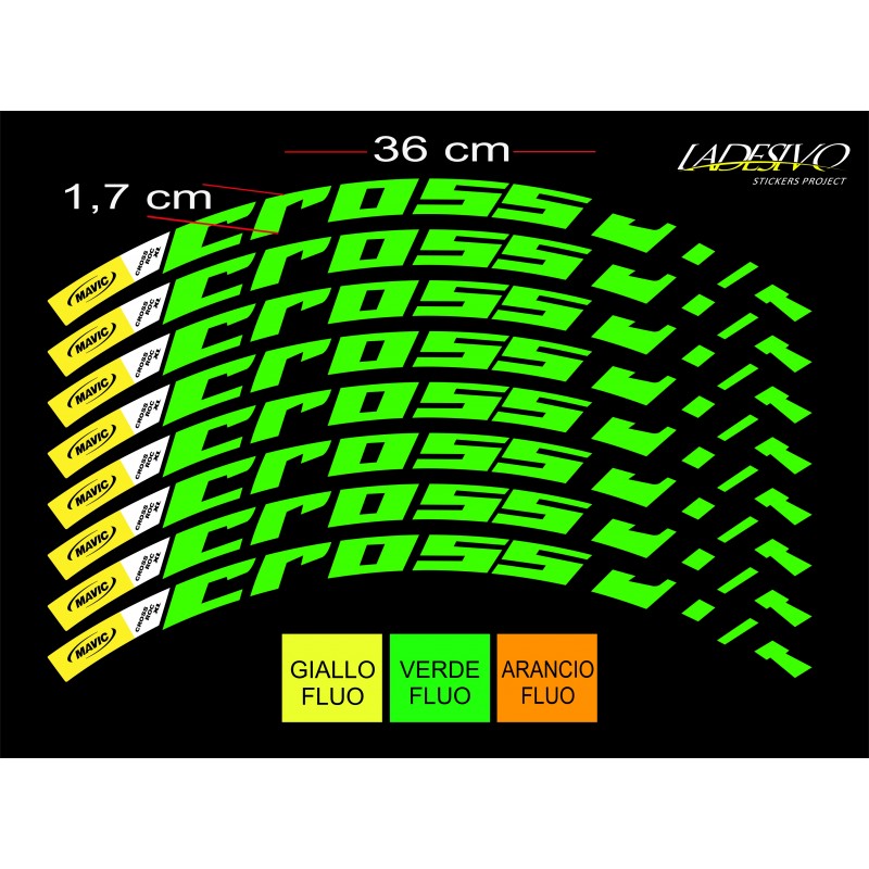 Adesivi cerchi bici mtb MAVIC CROSSROC Anche fluorescente 26-27,5-29 pollici