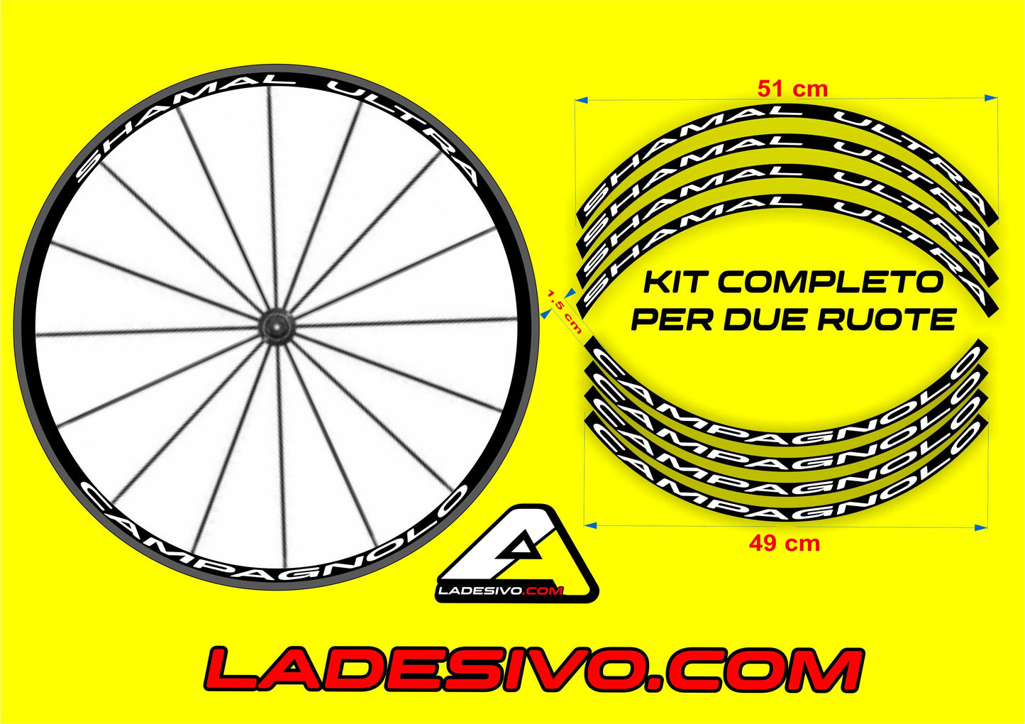 Kit adesivi cerchi bicicletta da corsa campagnolo shamal ultra