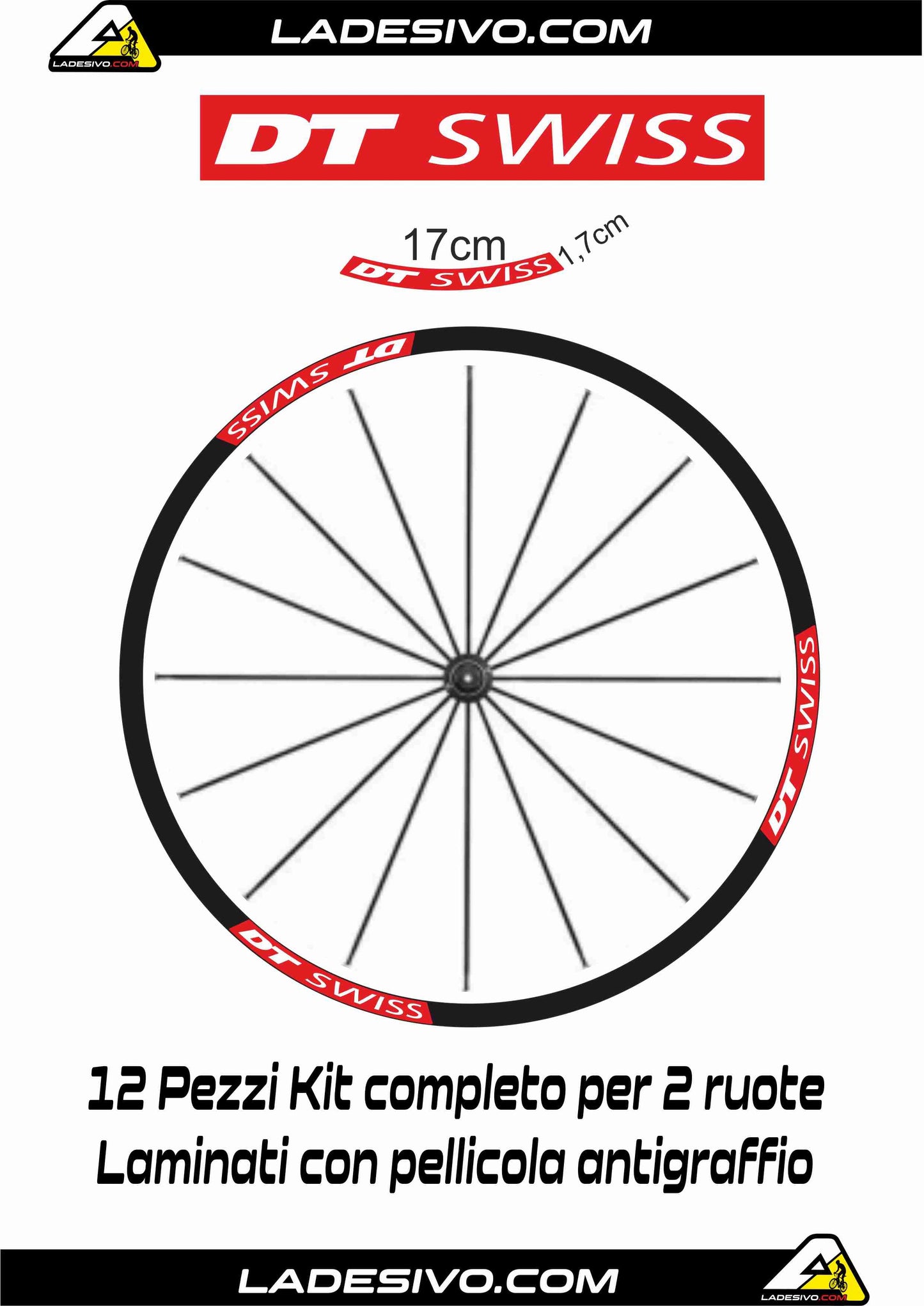 kit adesivi cerchi bici dt swiss 26-27,8-28-29 stickers 12pezzi