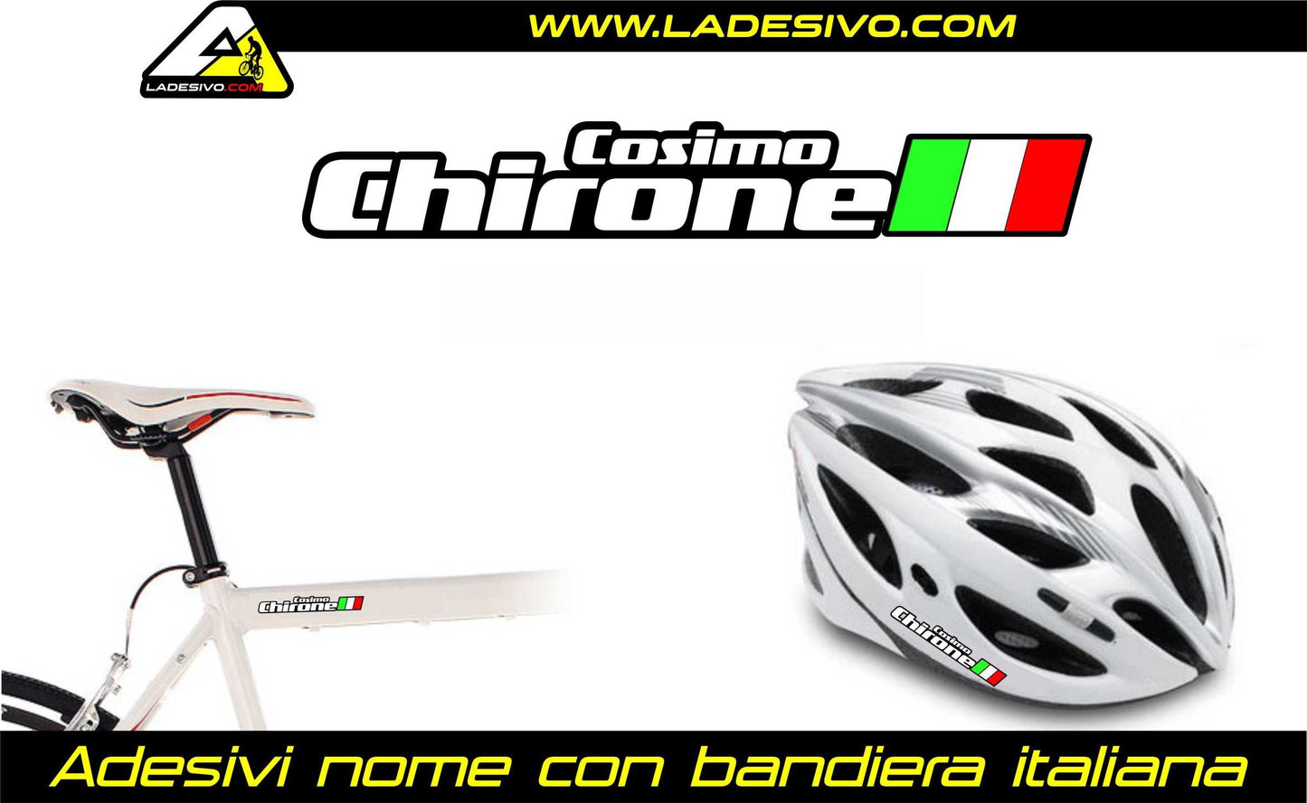 nome cognome nominativo adesivo stickers bandiera italiana 12 pezzi bici moto auto scooter name
