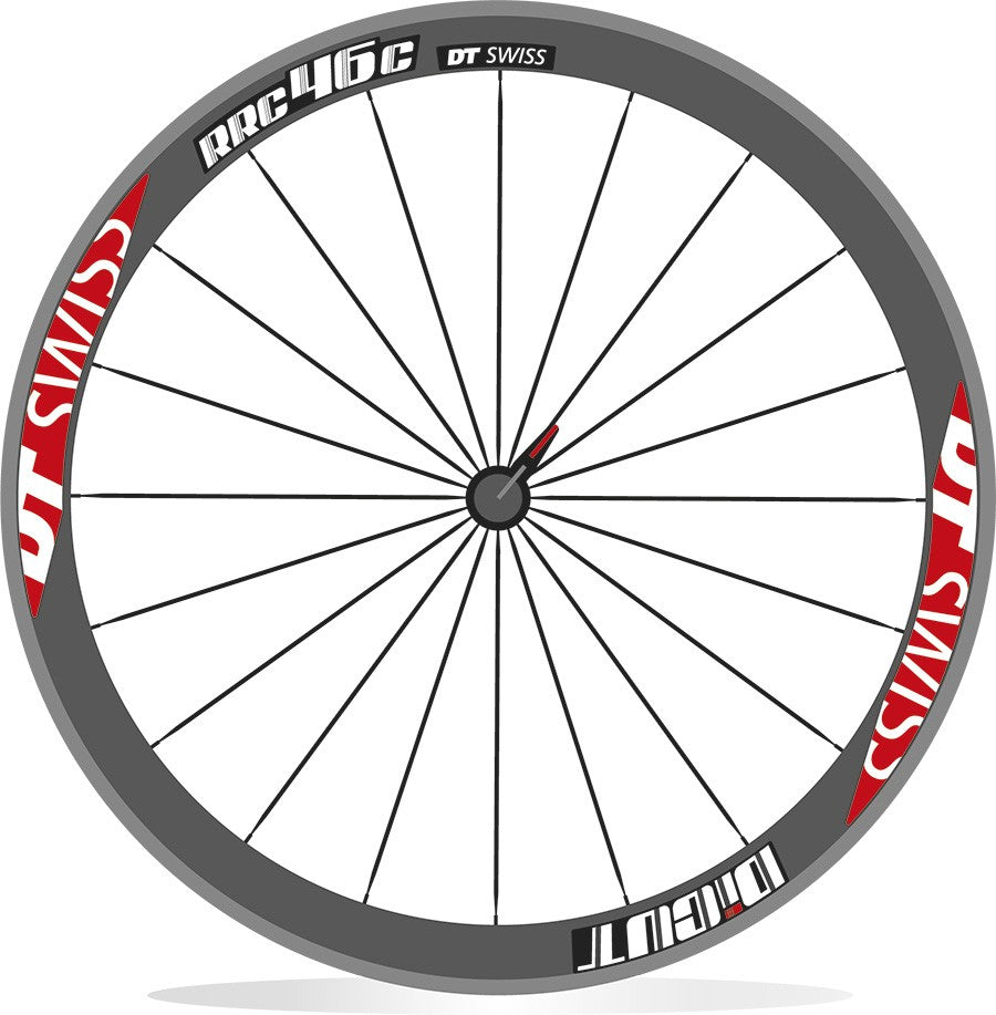 DT SWISS DiCut rrc 46 c Kit adesivi cerchi bici da corsa personalizzati con sfondo nero stickers 28"