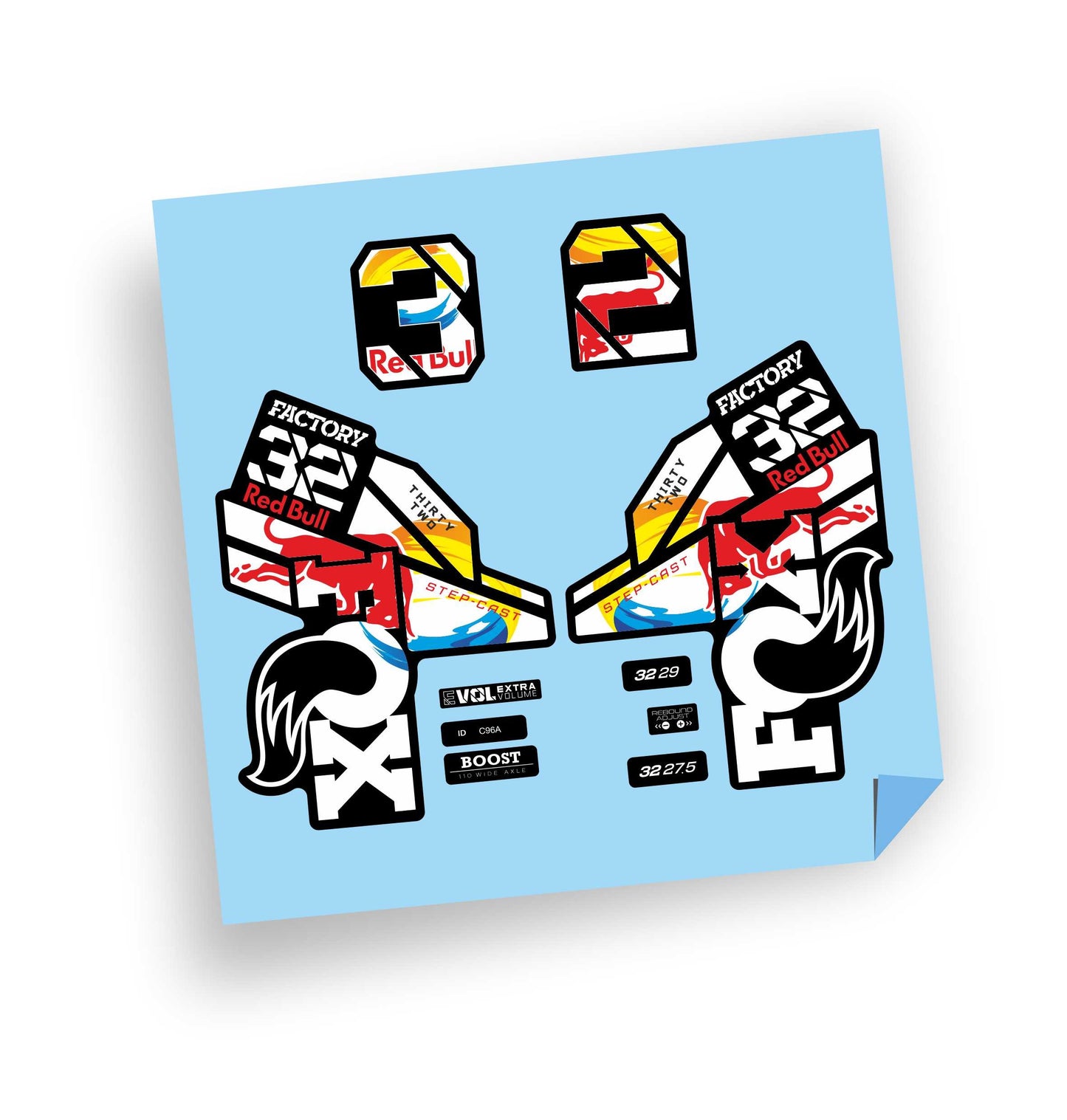 Fox 32 Factory Series Step Cast Thirty Two 2021 "Red Bull" adesivi forcella
