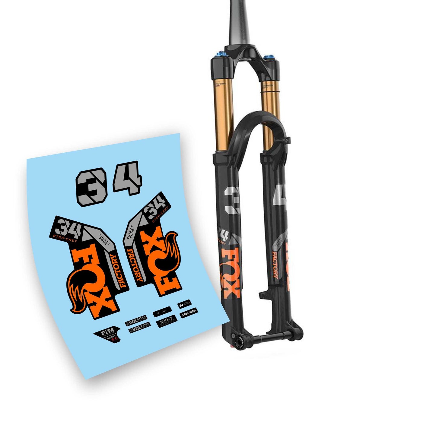 Fox 34 Factory Step Cast 2022 adesivi sticker per forcella mountain bike