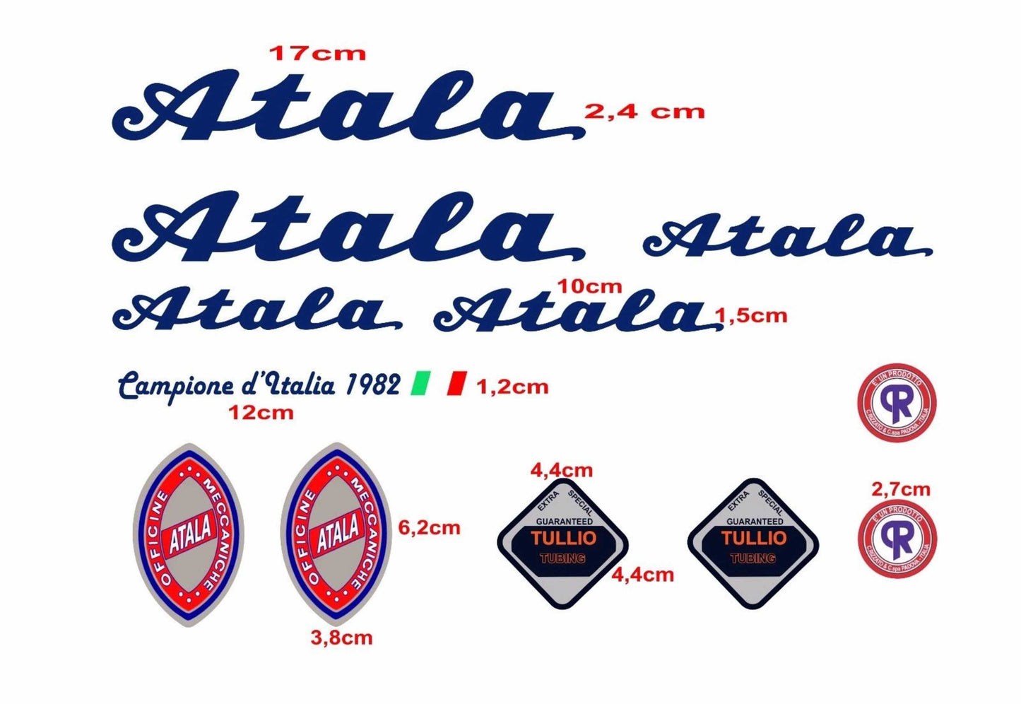 kit adesivi atala campione d' italia 12 pezzi telaio bici corsa bdc