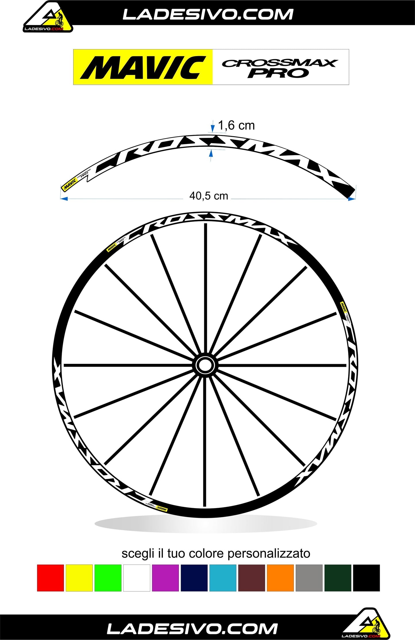 kit adesivi cerchi bici mtb mavic CROSSMAX pro anno 2016/2017 colore personalizzato antigraffio