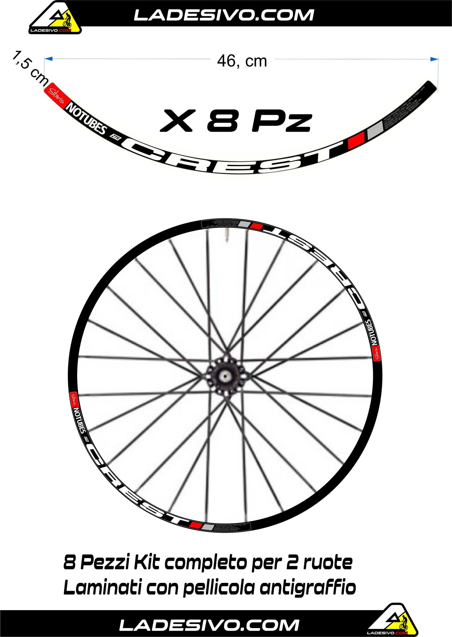 Kit adesivi/stickers per cerchi bicicletta MTB ZTR CREST