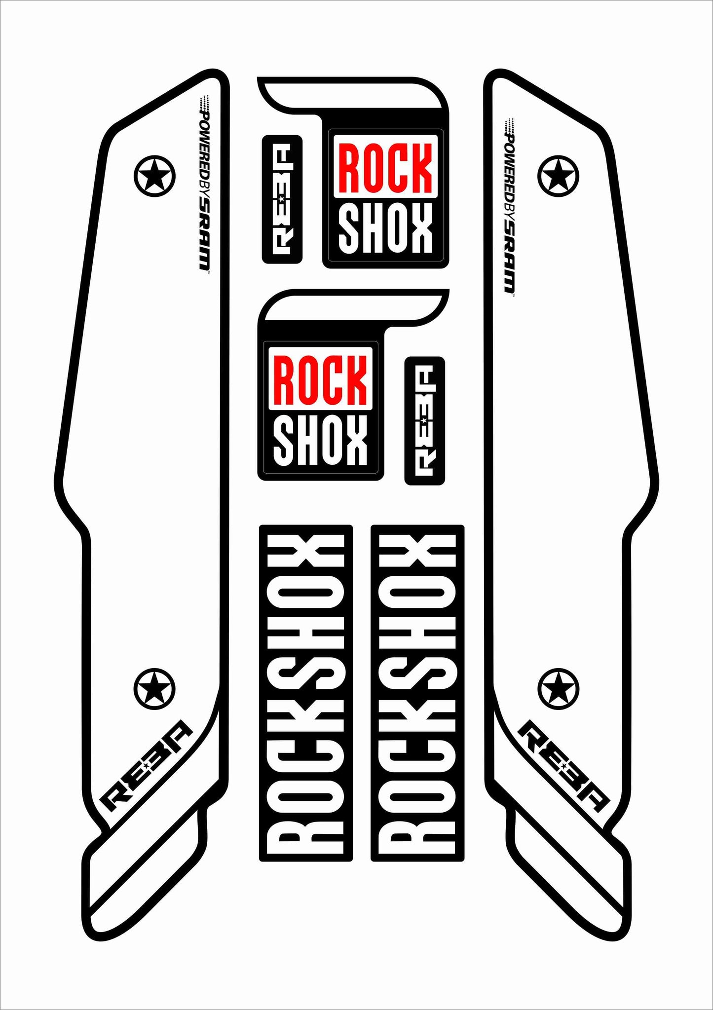 kit adesivi forcella bicicletta rock shox 2013 colore personalizzato SID o REBA