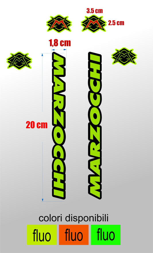 Kit adesivi forcella marzocchi colori personalizzati fluorescenti protezione antigraffio antigraffio