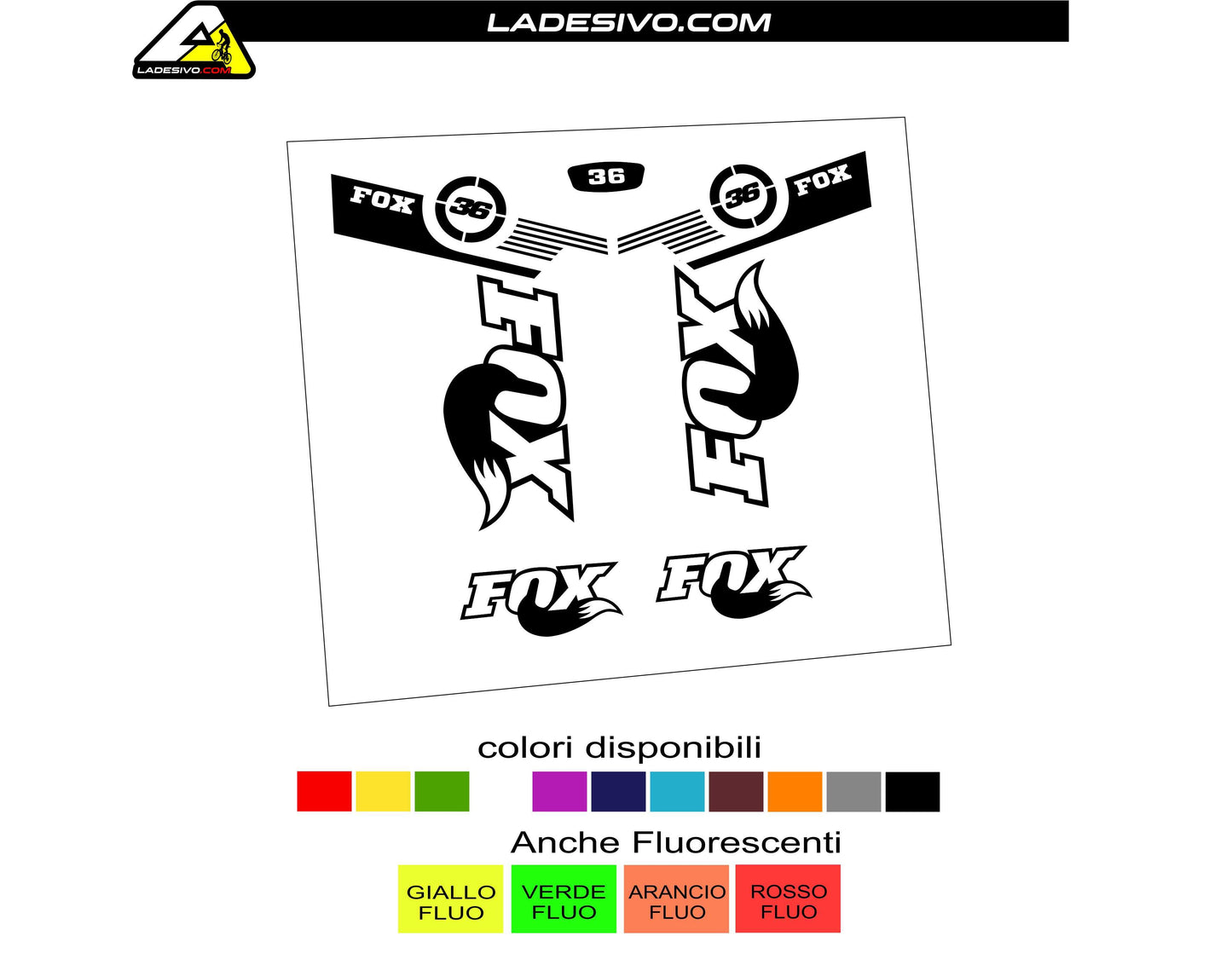 Kit adesivi FOX 36 per forcella bici mtb colori a scelta 5 PEZZI anche fluo