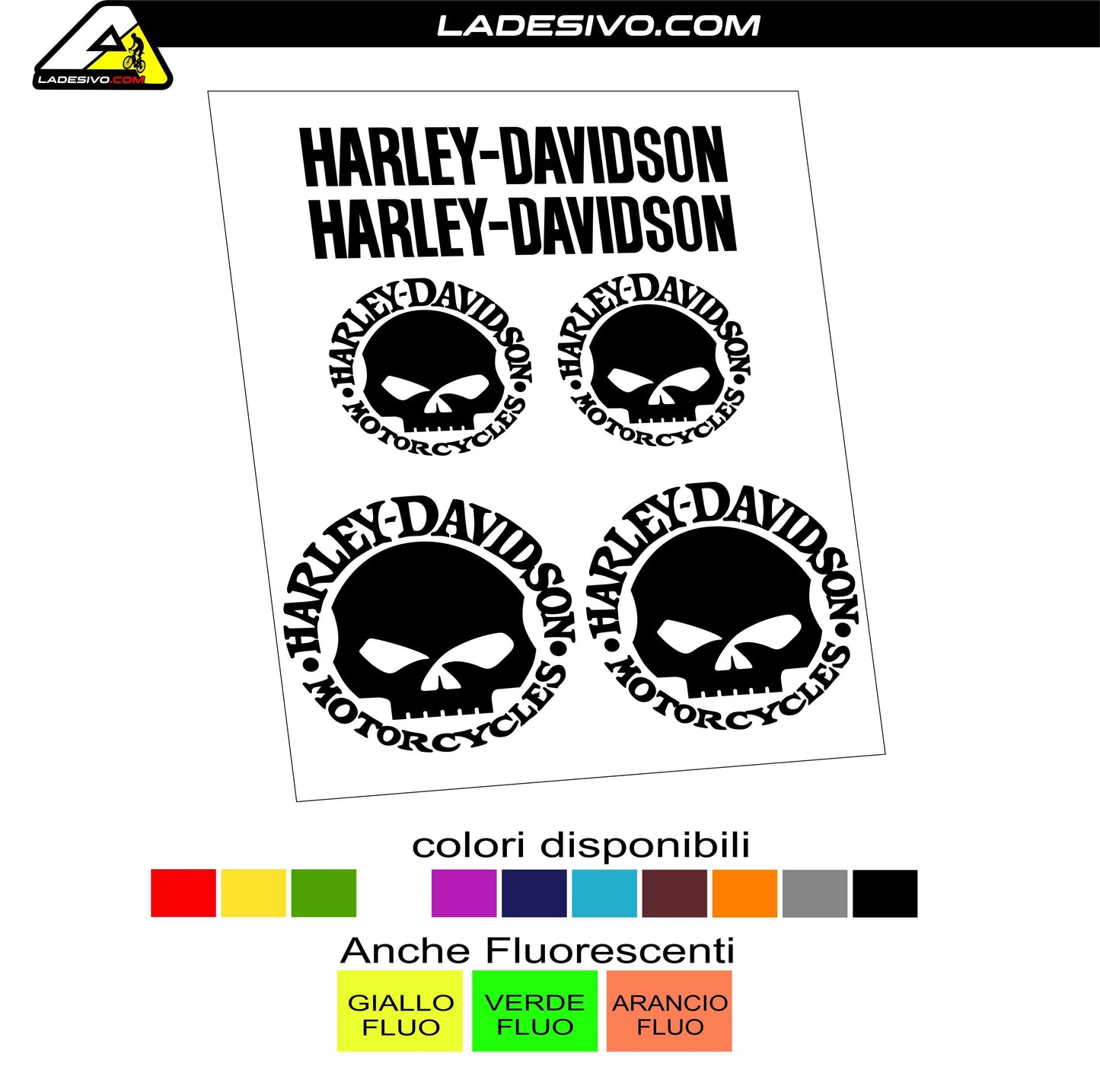 kit adesivi moto harley-davidson motorcycles 6pz colori a scelta