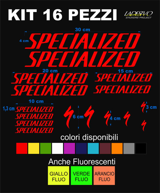 Kit adesivi specialized bici bdc mtb colori a scelta 16PEZZI