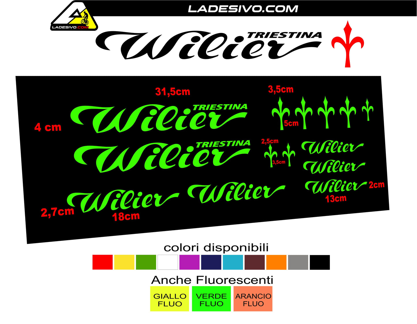 Kit adesivi telaio bici wilier triestina bdc mtb colori a scelta 14 PEZZI