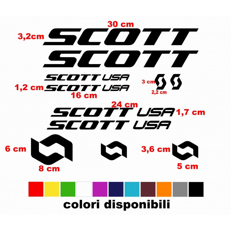 Kit adesivi/stickers bicicletta scott colori a scelta 11pz bicicletta mtb bdc