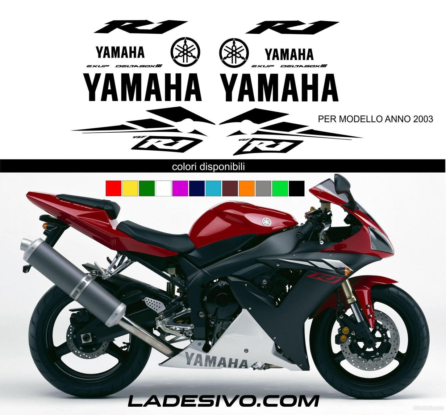 Kit adesivi/stickers/decalcomanie moto yamaha r1