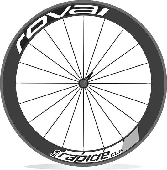 Specialized ROVAL Rapide CLX 60 - Kit adesivi cerchi 28" bdc sfondo nero wheel decals stickers